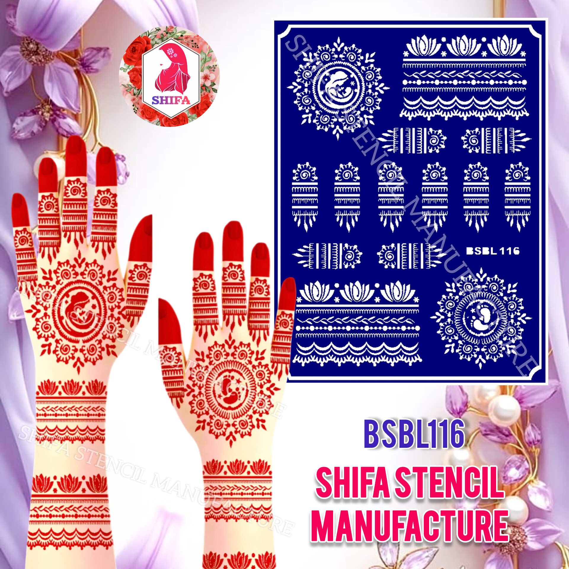 BSBL 116 Mom Caressing the Baby Themed Design Sticker Overview  Henna Stencil - Shifa Stencil